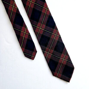 Vintage Pendleton Wool Necktie Blue Red Plaid Tartan Preppy Classic Made In USA